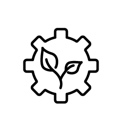 Cog with plant inside icon 